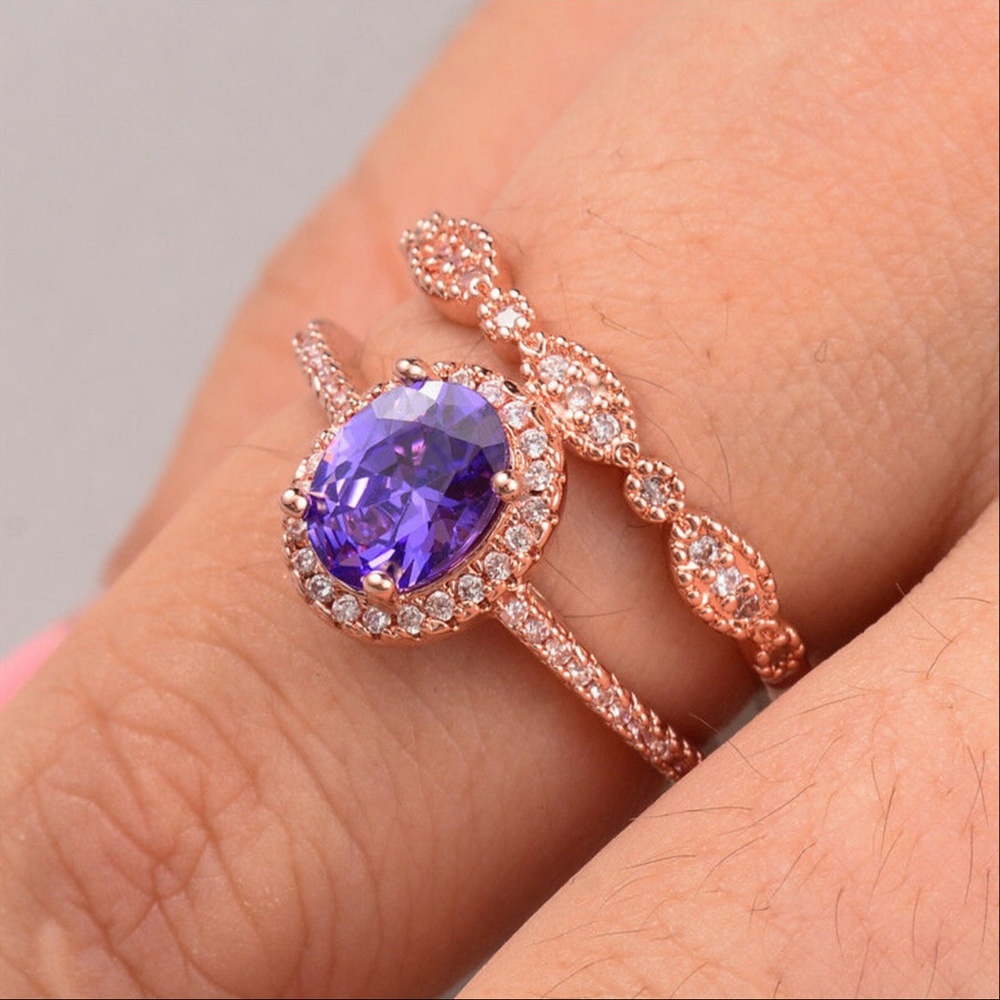 Rose Gold Filled Amethyst Ring - Picture 2 of 5